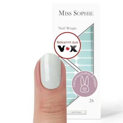 Abbildung von Miss Sophie Nagelfolie Hint Of Mint Einfarbig, Grün, Nail Wraps 24 ultra dünne selbstklebende langanhaltende Nagelfolien