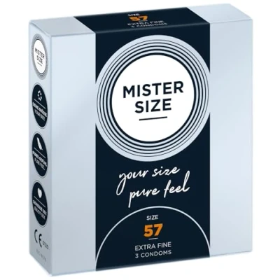 Abbildung von MISTER SIZE Kondome Extra Dünn &amp; Hauchzart Gefühlsecht Feucht Perfekte Passform Aus Naturkautschuk Latex für Natürliches Gefühl Höchste Sicherheit (3er Pack, 57mm)
