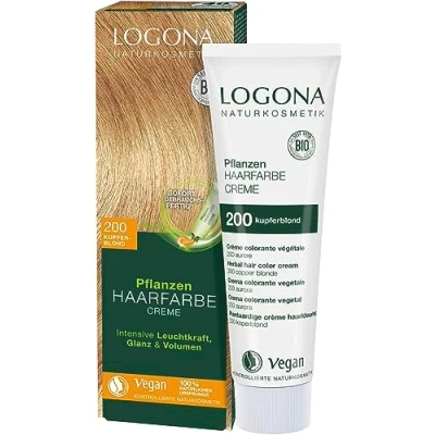 Abbildung von LOGONA Naturkosmetik Pflanzen Haarfarbe Creme 200 Kupferblond, Blonde Natur mit Henna, Farbcreme, Dauerhafte Coloration, 150ml