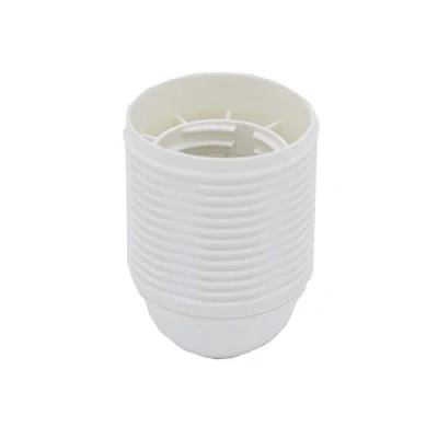Abbildung von E27 Fassung Weiß M10x1 ISO Feingewinde Thermoplast m. Gewindemantel für Glühlampen u. LED 3 teilig schraubar