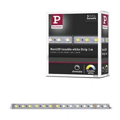 Abbildung von Paulmann 70566 LED Stripe MaxLED 500 Tunable White 1m Strip incl. 1x6,2 Watt dimmbar Lichtband Silber Lichtstreifen Kunststoff Band 3000 K
