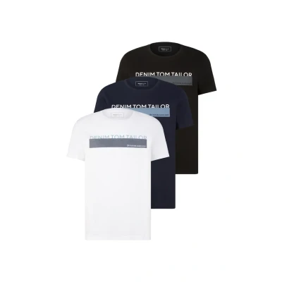 Abbildung von TOM TAILOR Denim Herren Triplepack T Shirt mit Print, Black, M