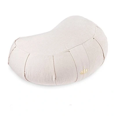 Abbildung von Lotuscrafts Zafu Meditationskissen Halbmond Siddha Sitzhöhe 15cm Yogakissen mit Dinkelfüllung Waschbarer Bezug aus Bio Baumwolle GOTS Zertifiziert