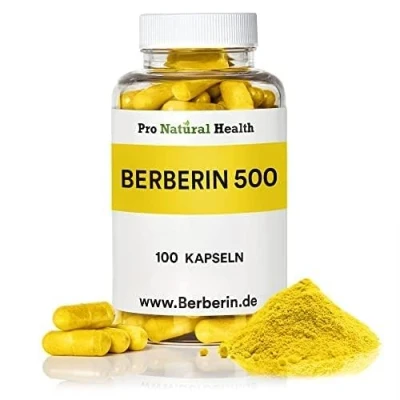 Abbildung von Berberin 500 mg (100 Kapseln) Made in Germany vegan hochdosiert 97% HCl natürliches Nahrungsergänzungsmittel Pulver Wurzelextrakt aus der Berberis Aristata Pflanze