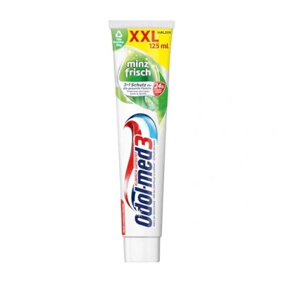 Abbildung von Odol med3 Original, Zahnpasta, Minzfrisch,täglich sauber, 3in1 Schutz, hilft, das Zahnfleisch zu schützen, 125ml, zahncreme