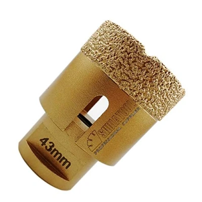 Abbildung von SHDIATOOL Diamant Bohrrone Fliesenbohrer mit M14 Gewinde Vakuumgelötete Lochsäge für Porzellan Fliese Granit Marmor Trockenbohren Durchmesser 43mm Diamanthöhe 15mm