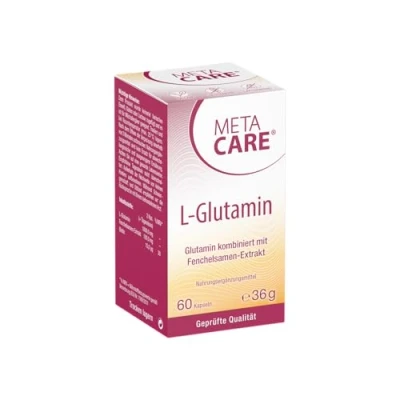 Abbildung von Meta Care L Glutamin Vegan Hochdosiert Ideal kombiniert mit Biotin und natürlichem Fenchelsamen Extrakt 60 Kapseln