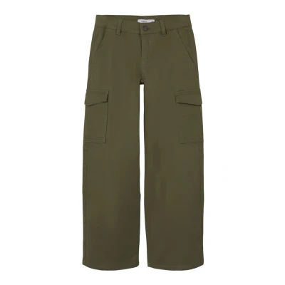 Abbildung von Name it Nkfrose WIDE Cargohose für Kinder, Größe: 164, Deep lichen green