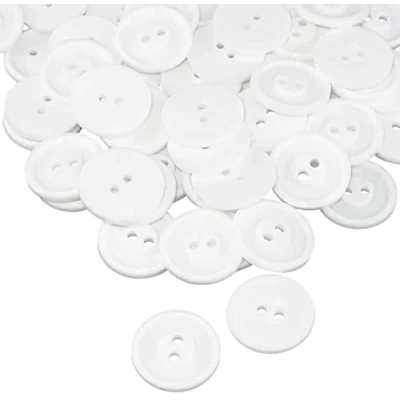 Abbildung von AERZETIX C56858 100 Stück runde Nähknöpfe Ø19x2 mm mit 2 löchern Farbe weiß aus kunststoff Öffnung fashion nähen kleidung dekoration