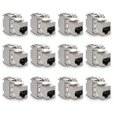 Abbildung von kwmobile 12x Keystone Modul für CAT 6A Kabel 10 Gbit/s geschirmt Metall Gehäuse Schnappverschluss werkzeugfreier Anschluss an Modular Patchpanel