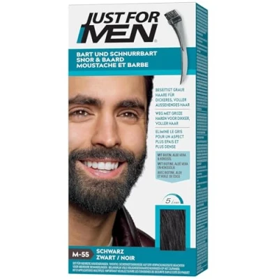 Abbildung von Just For Men Schnurrbart &amp; Bart, Bart Farbe, Tönung, Bartfarbe, Eliminiert Graue Haare Für Ein Volleres Aussehen, Mit Applikatorpinsel, Farbe Schwarz, M55