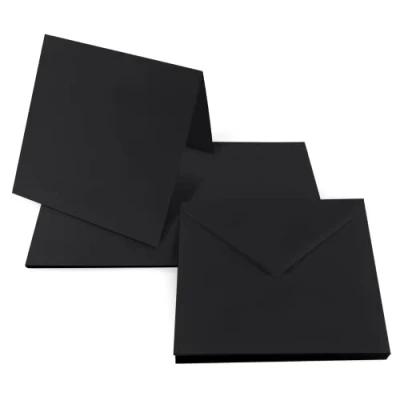 Abbildung von Netuno 25 Klapp Karten blanko mit Briefumschlag Doppelkarten Schwarz + quadratische Umschläge 14 x cm Rainbow Set Kuvert Papeterie quadratisch Kartenrohlinge farbig