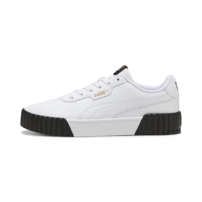 Abbildung von Puma Carina 3.0 Sneaker low, Damen, Größe: 39, White/gold/black Leder/synthetik