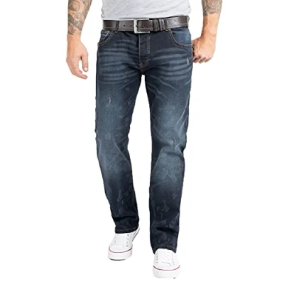 Abbildung von Rock Creek Herren Jeans Regular Fit Stretch Männerhose Herrenjeans Denim Hosen Herrenhose Straight Cut Stonewashed RC 2269 Dunkelblau W32 L32