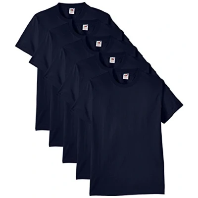 Abbildung von Fruit of the Loom Herren Regular Fit T Shirt Heavy Cotton Tee 5 pack, Blau (Navy), M