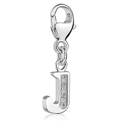 Abbildung von Materia Buchstabe J Anhänger Silber 925 mit 3 Zirkonia Alphabet Charms C60