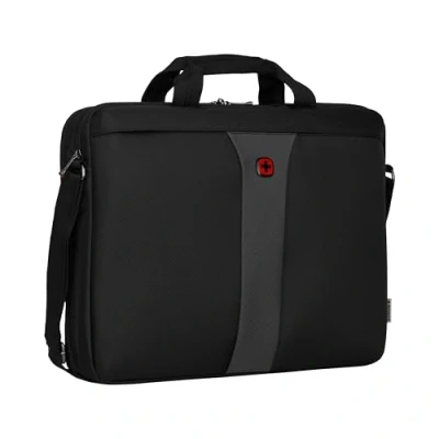 Abbildung von WENGER Legacy 17 Laptop Tasche zum Umhängen, Notebook bis Zoll, Aktentasche, Organizer, 12 l, Damen Herren, Büro Business Reisen Uni, Schwarz/Grau, 600654