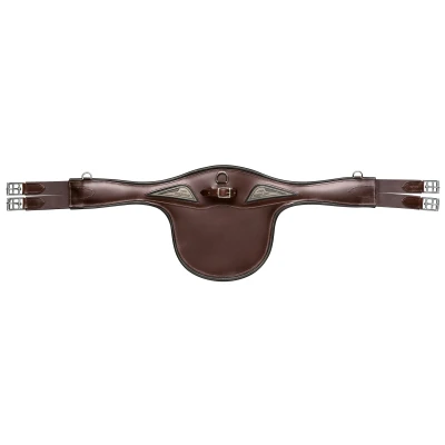 Abbildung von Equiline Spring Sattelgurt Leder mit Bauchlatz Braun 125cm