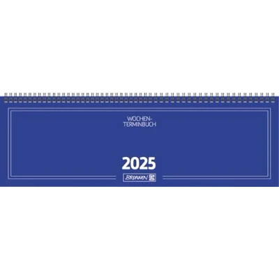 Abbildung von BRUNNEN Querterminbuch Modell 775 (2025), 2 Seiten = 1 Woche, 420 x 137 mm, 112 Seiten, Karton Einband, blau