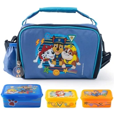 Abbildung von p:os PAW Patrol Kühltasche Klein Kinder 1,7 L Mini Kühlbox inkl. 3x Brotdose Perfekt für Unterwegs, Strand, Kindergarten oder Schule, Blau
