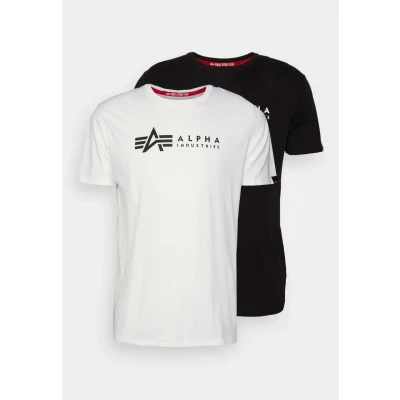 Abbildung von Alpha Industries Label 2 PACK Tshirt print, Herren, Größe: Small, Black/white
