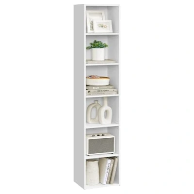 Abbildung von VASAGLE Bücherregal, 6 stöckiges Regal, offenes Aufbewahrungsregal, Standregal, 24 x 30,2 160,7 cm, für Wohnzimmer, Homeoffice, Esszimmer, wolkenweiß LBC411W01