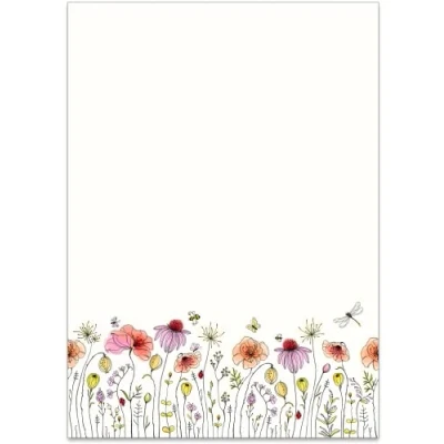 Abbildung von 36 Recycling Blatt altmodisches Wildblumen Briefpapier/Vintage Design Papier DIN A4 Recycling. Ideal für Vintage Einladungen und Briefe
