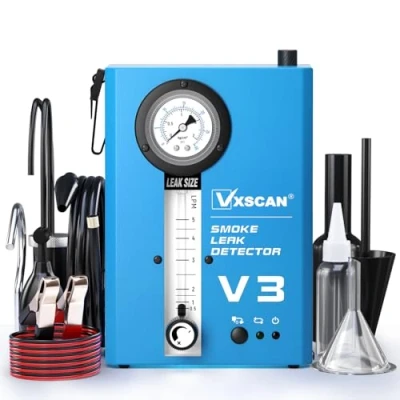 Abbildung von VXSCAN EVAP Nebelmaschine kfz Rauchmaschine Lecksuchgerät mit Druckanzeige &amp; Durchflussmesser Anzeige 12V für Alle Autos Motorräder Schneemobile ATV Leichte Lastwagen Boote, V3
