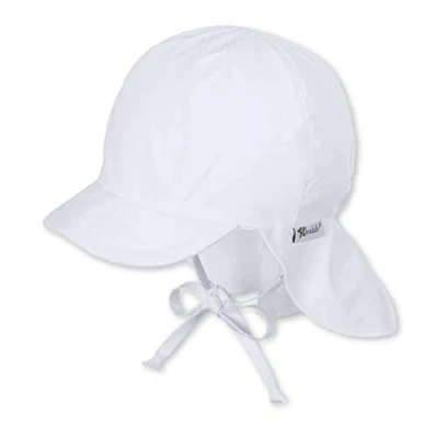 Abbildung von Sterntaler Schirmmütze Nacken Unisex Baby und Kinder Mütze mit Nackenschutz einsteckbaren Ohrenklappen UV Schutz 50+ Sommermütze zum Binden Popeline (Bio) Kopfbedeckung weiß, Größe 49