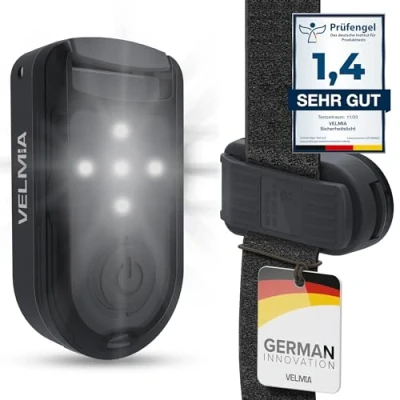 Abbildung von VELMIA Sicherheitslicht [2er Set] für maximale Sicherheit durch Sichtbarkeit I Reflektoren Kinder, mit Anti Break Clip Halterung und Klettbänder zur optimalen Befestigung