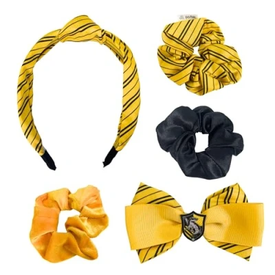 Abbildung von Harry Potter Haarschmuck für Mädchen, Hufflepuff Design, Inklusive Haargummis, Schleifenclip und Stirnband, Hogwarts Geschenk Gelb