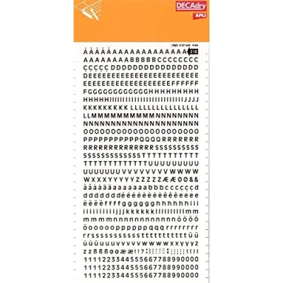 Abbildung von Buchstaben und Zahlen übertragbar, schwarz. Super 4 mm Schwarz