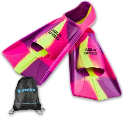 Abbildung von Aqua Speed Kurzflossen für Erwachsene und Kinder + ULTRAPOWER Rucksack Trainingsflossen Schwimmtraining rosa/93, Gr. 37/38