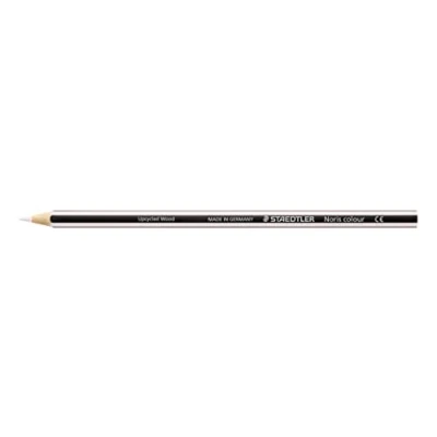 Abbildung von STAEDTLER Buntstifte Noris colour, weiß, rutschfeste Soft Oberfläche, hohe Bruchfestigkeit, Made from Upcycled Wood, intensive Farben, Sechskantformat, 12 weiße Farbstifte, 185 0