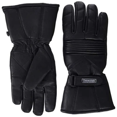 Abbildung von Herren Thermo Handschuhe Leder Wasserdicht Innenfutter Für Motorrad &amp; Winter Thinsulate M