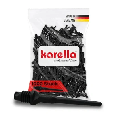 Abbildung von Karella Profi Dartspitzen Keypoint Special, Made in Germany, 1000 Stück, 2BA Gewinde, extrem stabile Kunststoff, äußerst langlebig Softdart Spitzen, Soft Tips, schwarz, Spitzen Dartautomat