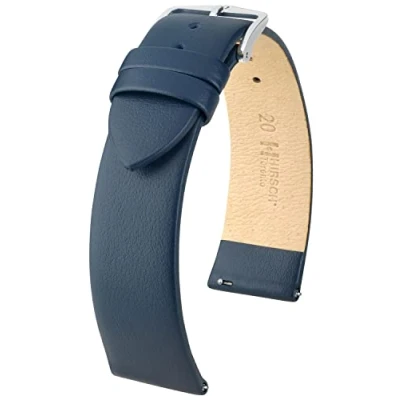 Abbildung von HIRSCH Uhren Armband Toronto L Uhr Band aus italienischem Kalbs Leder mit feiner Narbung Blau 22 mm