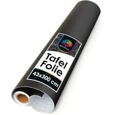 Abbildung von OfficeTree Tafelfolie Selbstklebend Schwarz 300 x 43 cm Kreidefolie Selbstklebende Matt als Tafel für Wand oder DIY Kreidetafel