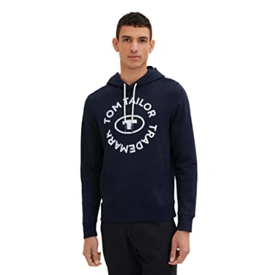 Abbildung von TOM Tailor MIT Logoprint Kapuzenpullover, Herren, Größe: Large, Sky captain blue