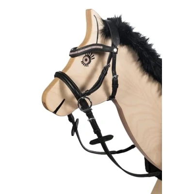 Abbildung von HKM 9209 Gebisslose Trense Funny Horses Spielzeugtrense Holzpferde Schwarz/Pink, Shetty