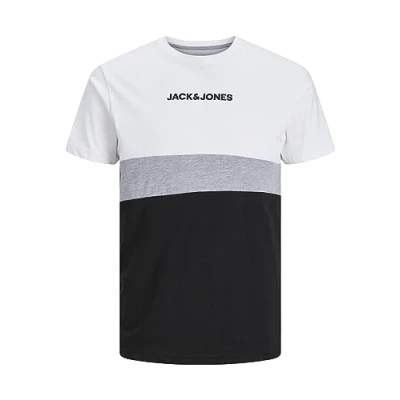 Abbildung von Jack &amp; Jones Herren Rundhals T Shirt JJEREID Blocking Regular Fit S M L XL XXL, Größe:XL, Farbe:White 12233961