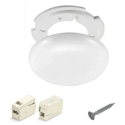 Abbildung von Kabelabdeckung Decke m. Montageset Abdeckung Lampenanschluss Aufputz Baldachin Verteilerdose Blinddose Deckenverteilerdose ultraflach Ø 10cm, Höhe 1,5 cm (1x 100mm +Schraubenset &amp; Klemmen)