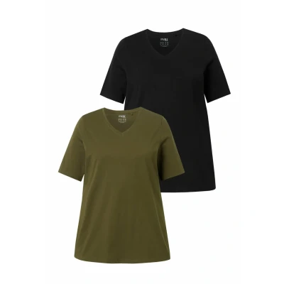 Abbildung von Ulla Popken LOT DE 2 Tshirt basic, Damen, Größe: 42/44, Olive