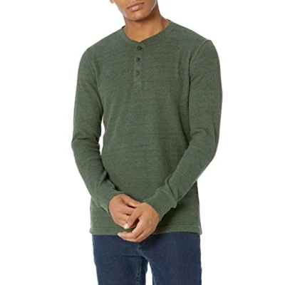Abbildung von Amazon Essentials Herren Langärmeliges Waffel Henley, Schmale Passform, Olivenheide, XXL