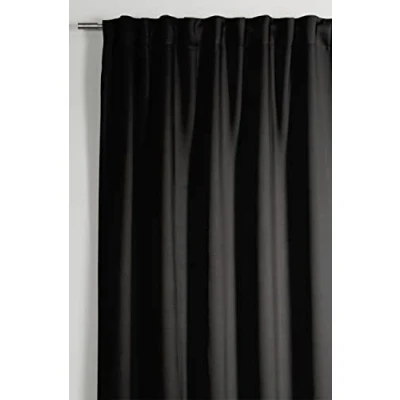 Abbildung von GARDINIA Vorhang mit integriertem Gardinenband, Gardine zur Abdunklung, Blickdicht, Verdunkelnd, Schallabsorbierend, Dimout, Schwarz, 140 x 245 cm