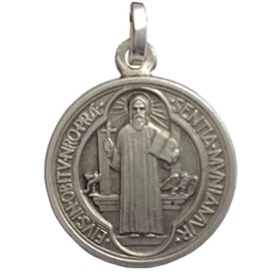 Abbildung von I G J 925 Sterling Silber Medaille von der Heilige Benedikt Medaillen Schutzheiligen