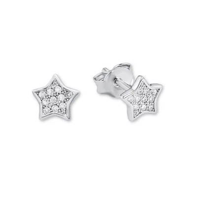 Abbildung von Amor Kinder Ohrstecker Mädchen Sterne 925 Silber rhodiniert Zirkonia weiß 467049