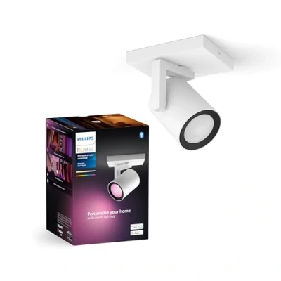 Abbildung von Philips Hue White &amp; Color Ambiance Argenta Deckenlampe mit Einerspot, dimmbare LED Spots für das Lichtsystem 16 Mio. Farben, smarte Lichtsteuerung über Sprache und App, weiß