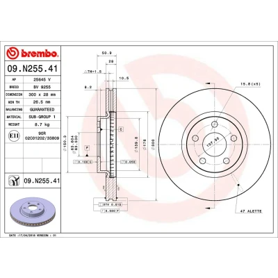 Abbildung von BREMBO Bremsscheibe FORD: Galaxy Mk3 MPV, S Max Mk2 300mm 28mm 5 innenbelüftet beschichtet 09.N255.41 1877785,E1GC1125AB,E1GC1125AC Bremsscheiben