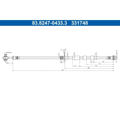 Abbildung von ATE 83.8247 0433.3 Bremsschläuche 431mm M10x1,5mm
